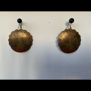 Round peacock earrings